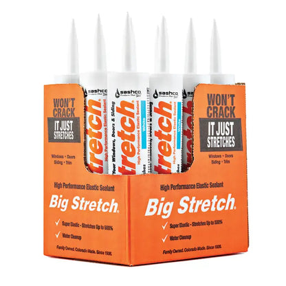 12‐pack of 10.5 Oz Sashco 10016 White Big Stretch Water‐Based Elastomeric Sealant