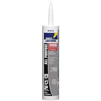 White Lightning 425-WL30060 3006 All Purpose Adhesive Caulk, 10 oz Cartridge, White