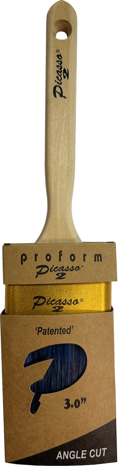 Proform G2-C3.0AS 3" Generation 2 Picasso Standard Handle Angled Cut PBT/Nylon Blended Paint Brush
