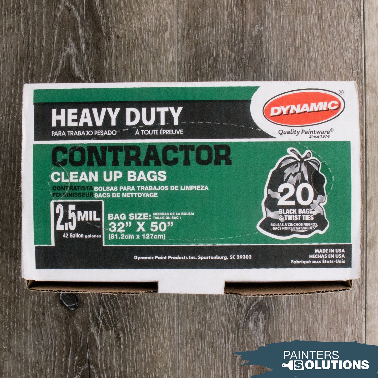 Dynamic 00038 42 Gal 2.5mil Black Heavy Duty Contractor Trash Bag 20Ct